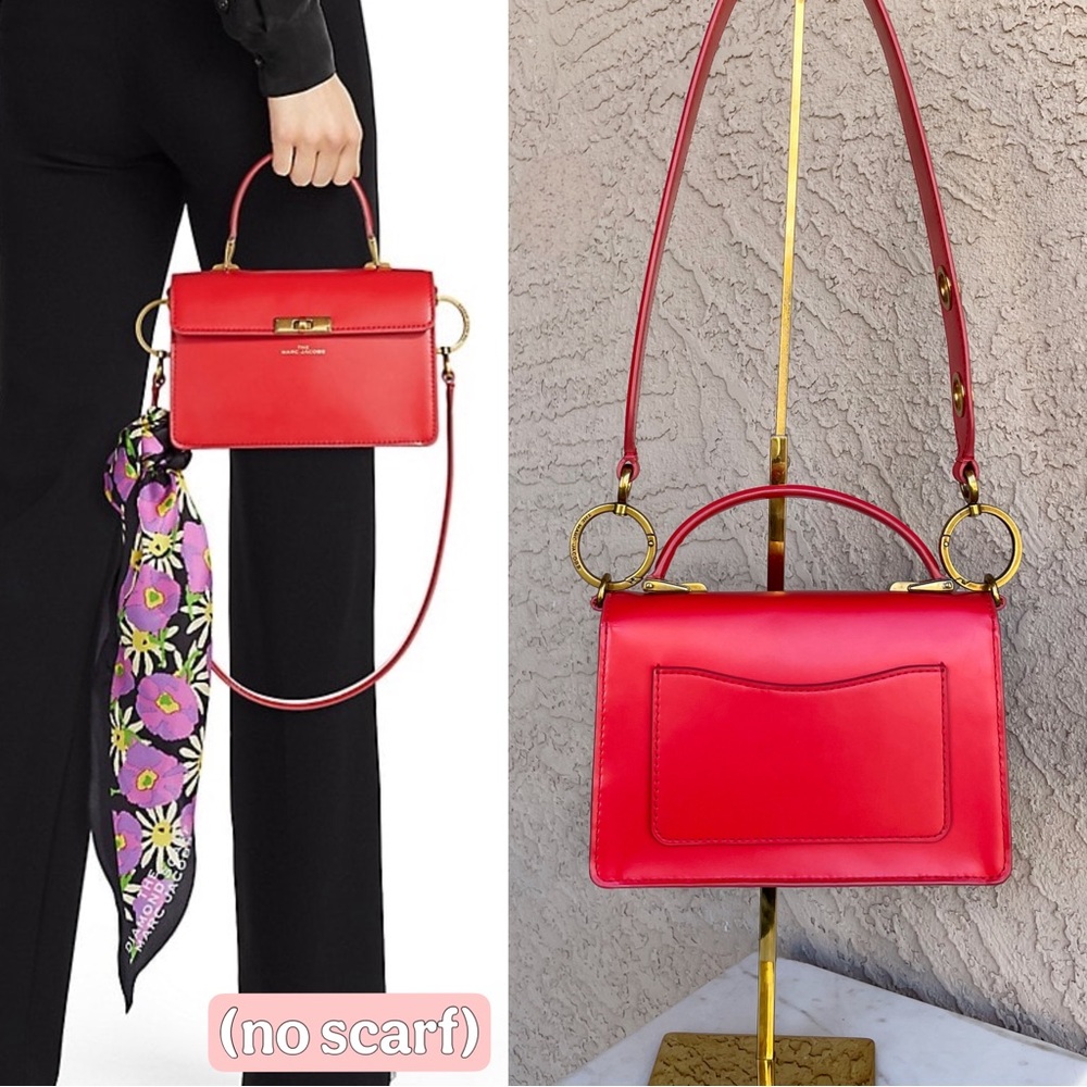 MARC JACOBS Red Smooth Leather Crossbody Flap Satchel Downtown Shoulder Bag - Picture 4 of 17